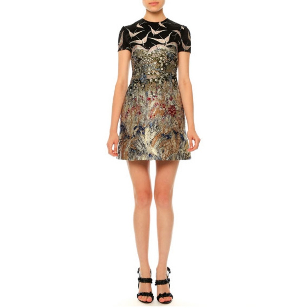 Valentino silk jacquard Dress XXS Valentino BLACK AND GOLD Jacquard dress